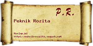 Peknik Rozita névjegykártya